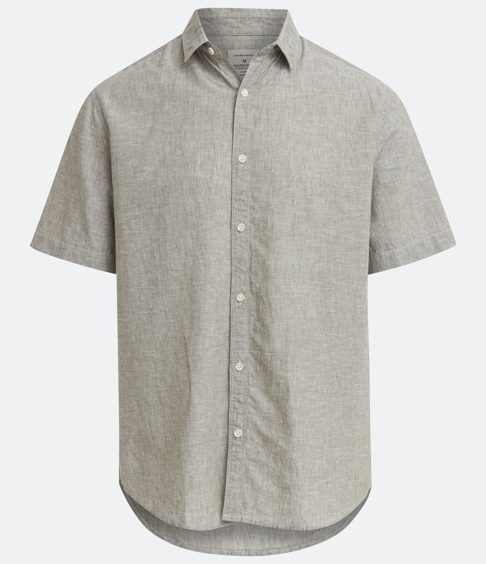 Camisa Comfort em Linho com Manga Curta Cinza 5