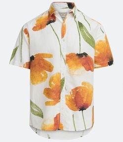 Camisa em Linho com Estampa Floral