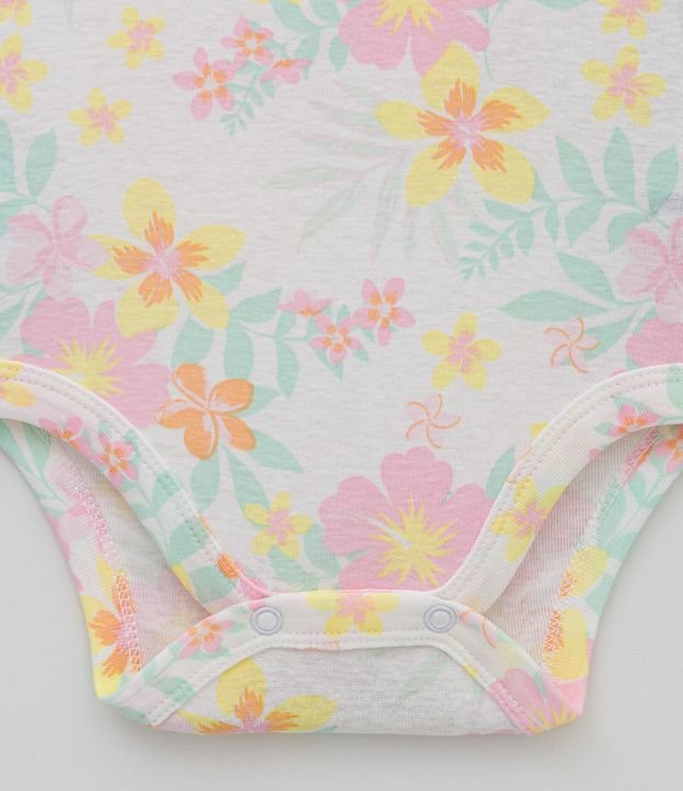 Body Infantil Estampado Floral - Talle 0 a 18 meses Blanco 3