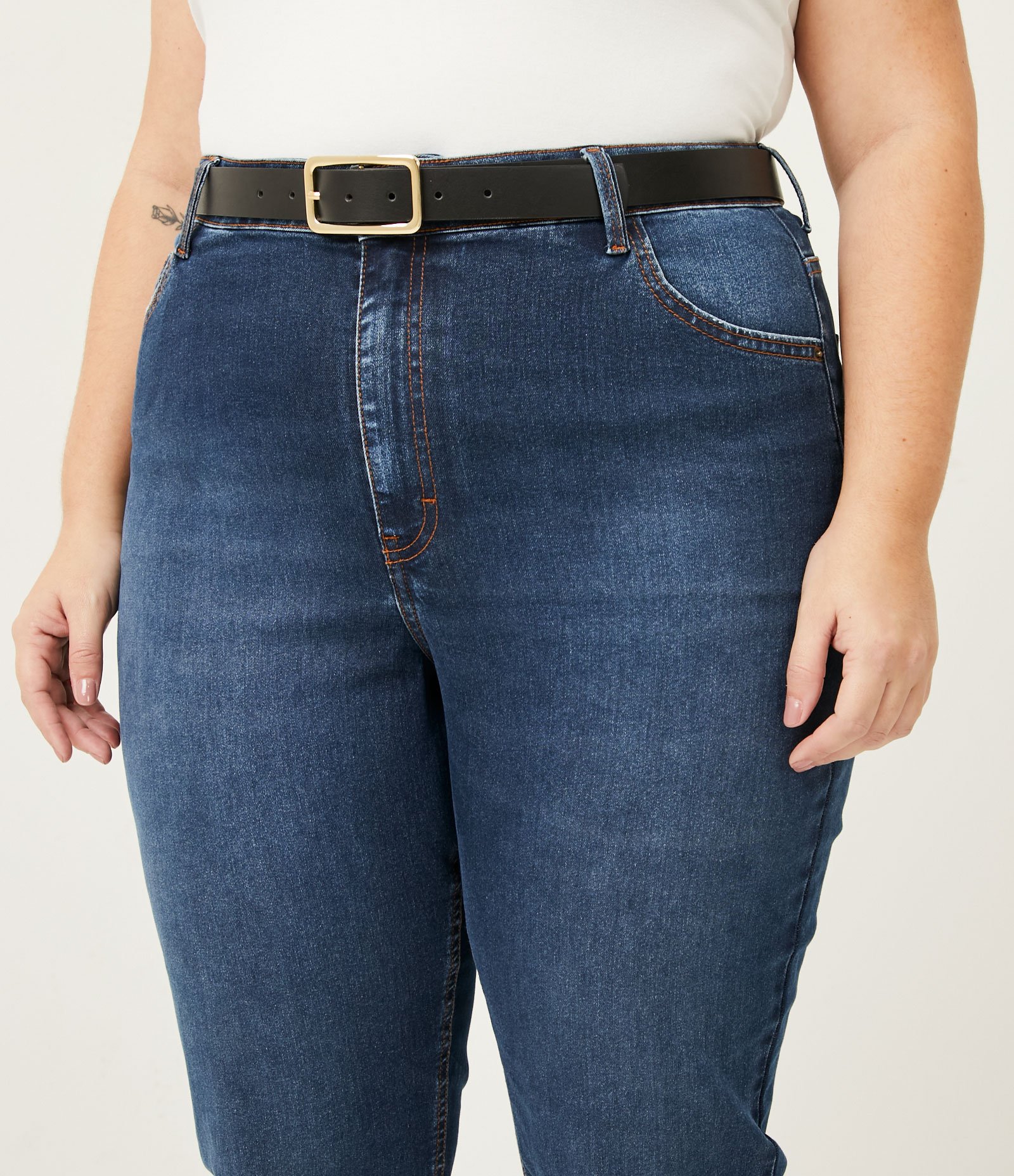 Cinto Médio com Fivela de Metal Retangular Curve & Plus Size Preto 3