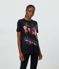 Blusa Alongada em Meia Malha com Estampa BlackPink