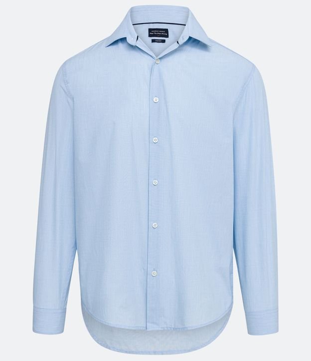 Camisa Comfort em Algodão com Manga Longa Azul Claro 6