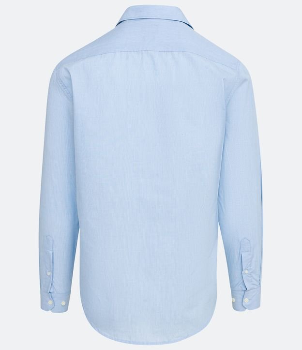 Camisa Comfort em Algodão com Manga Longa Azul Claro 7