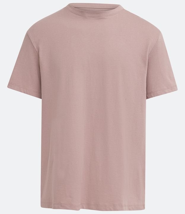 Camiseta Easy Fit Básica em Algodão Malhão Rosa Médio 5