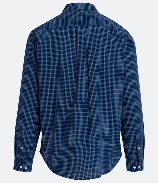 Camisa Comfort en Algodón con Estampado de Cuadros Azul 7