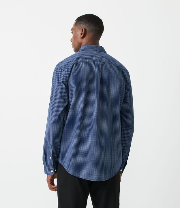 Camisa Comfort en Algodón con Estampado de Cuadros Azul 3