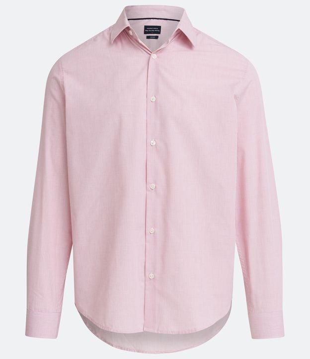 Camisa Comfort em Algodão com Estampa Xadrez Rosa Médio 6