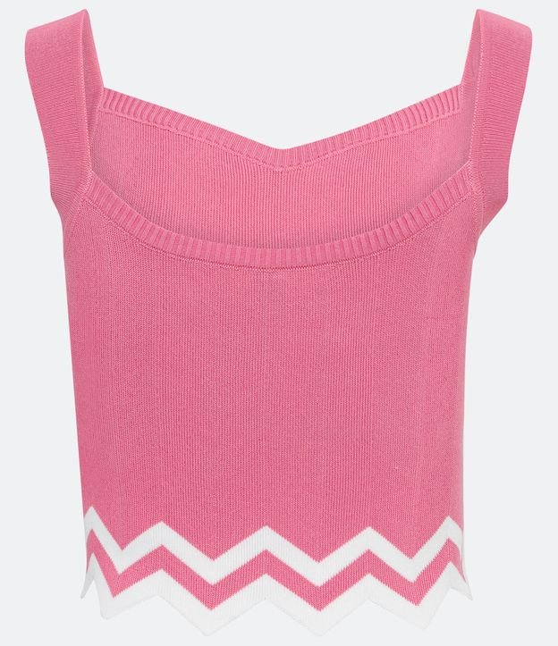 Blusa Sin Manga de Punto con Recorte Zigzag en la Barra Rosado 6