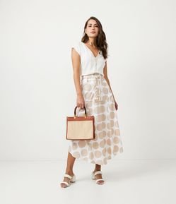 Saia Midi em Algodão com Cinto Corda