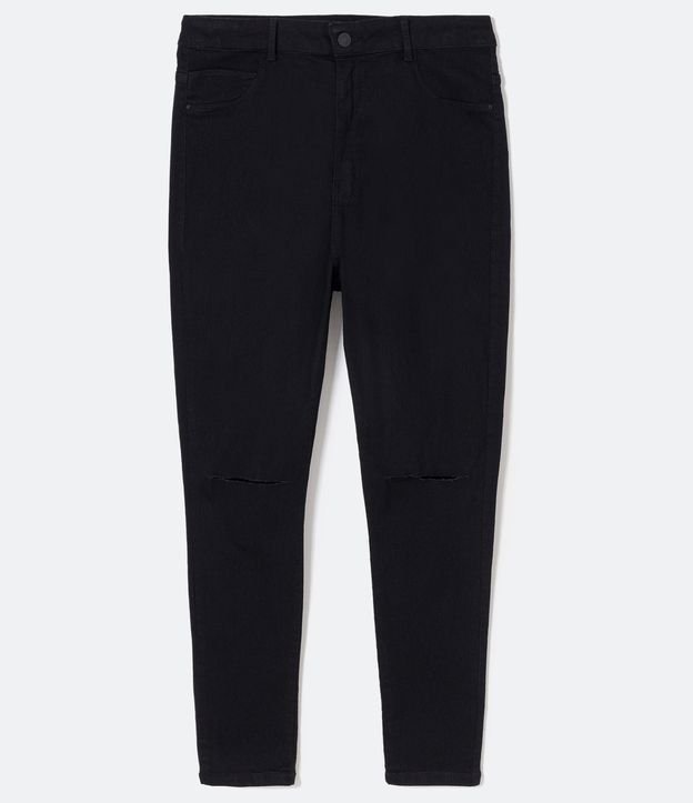 Calça Skinny Jeans com Rasgo Curve & Plus Size Preto 6