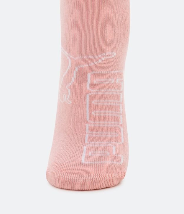 Kit 03 Pares de Medias Infantil Puma con Caña Mediana - Talle 26/29 al 30/35 Rosado/Blanco/Gris 3