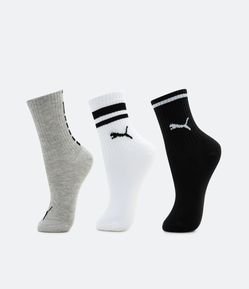 Kit 03 Pares de Meias Infantil Cano Médio Puma - Tam 25 ao 39