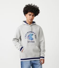 Blusão Fechamento em Moletom com Bordado Stitch College