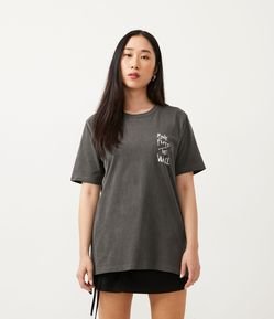 Blusa Regular em Meia Malha com Manga Curta com Estampa Pink Floyd