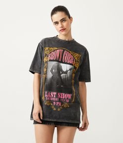 Blusa Alongada em Meia Malha com Estampa Brown Cobra