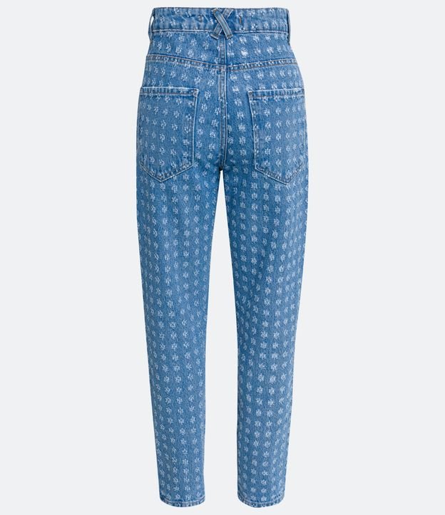 Pantalón Mom Jeans con Cintura Alta y Detalles Texturizados Azul 6