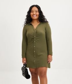 Vestido Curto em Ribana Canelada com Botões Curve & Plus Size