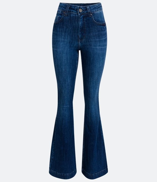 Calça Flare Jeans com Bolsos Azul 6