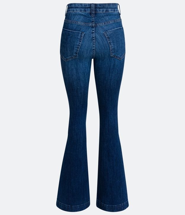 Calça Flare Jeans com Bolsos Azul 7