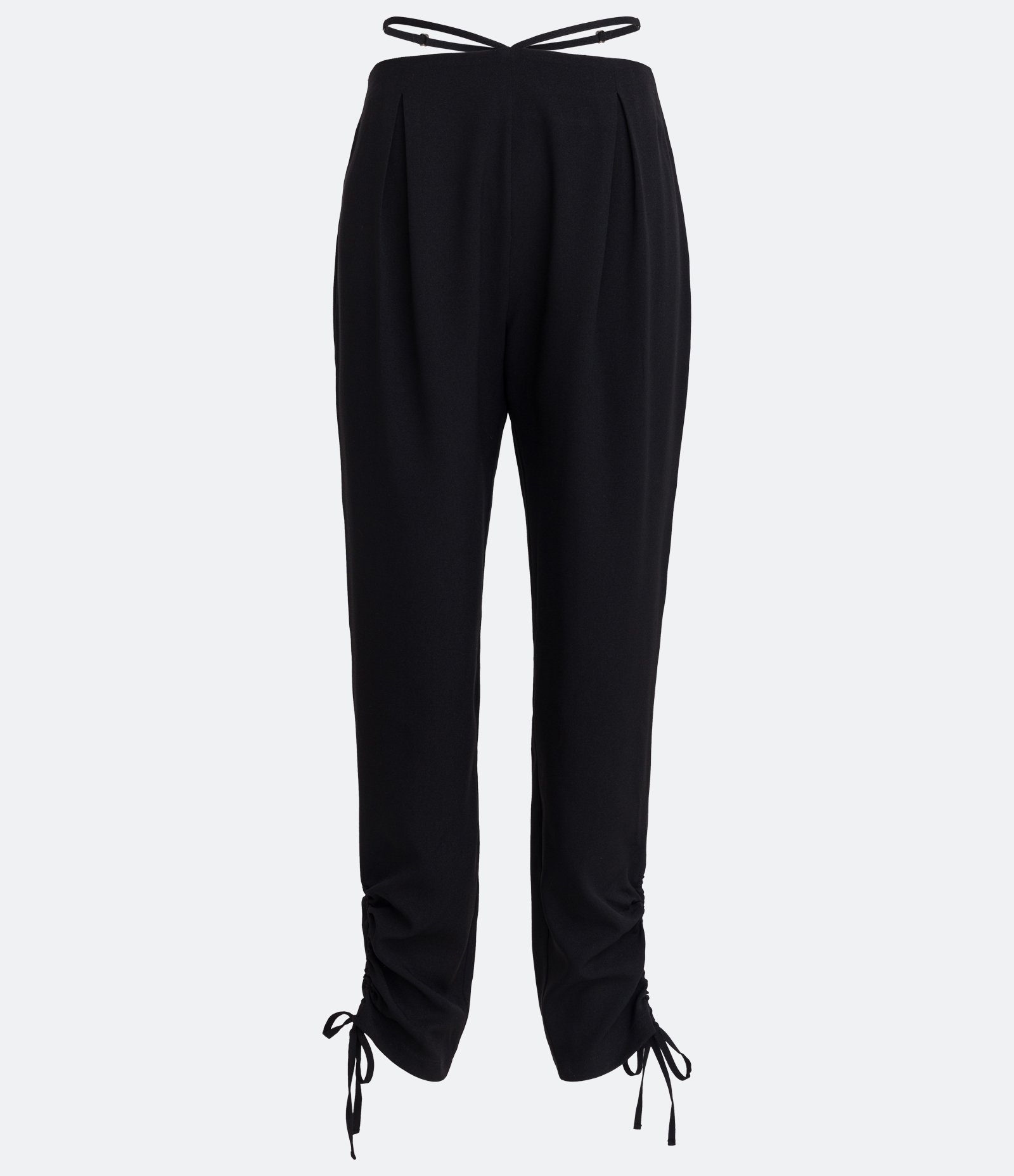 Calça Jogger em Crepe com Alças na Cintura e Franzido com Amarração na Barra Preto 7
