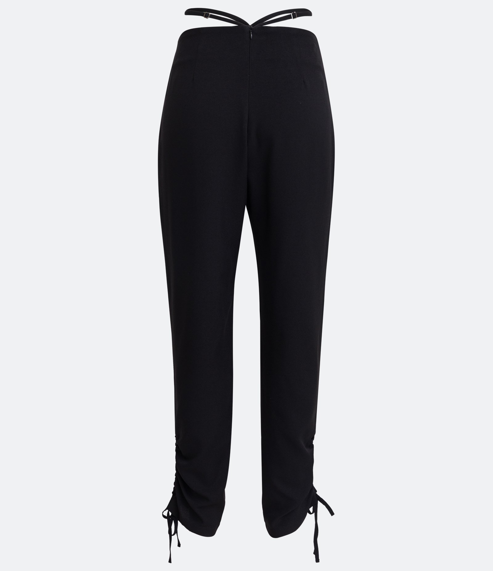 Calça Jogger em Crepe com Alças na Cintura e Franzido com Amarração na Barra Preto 8