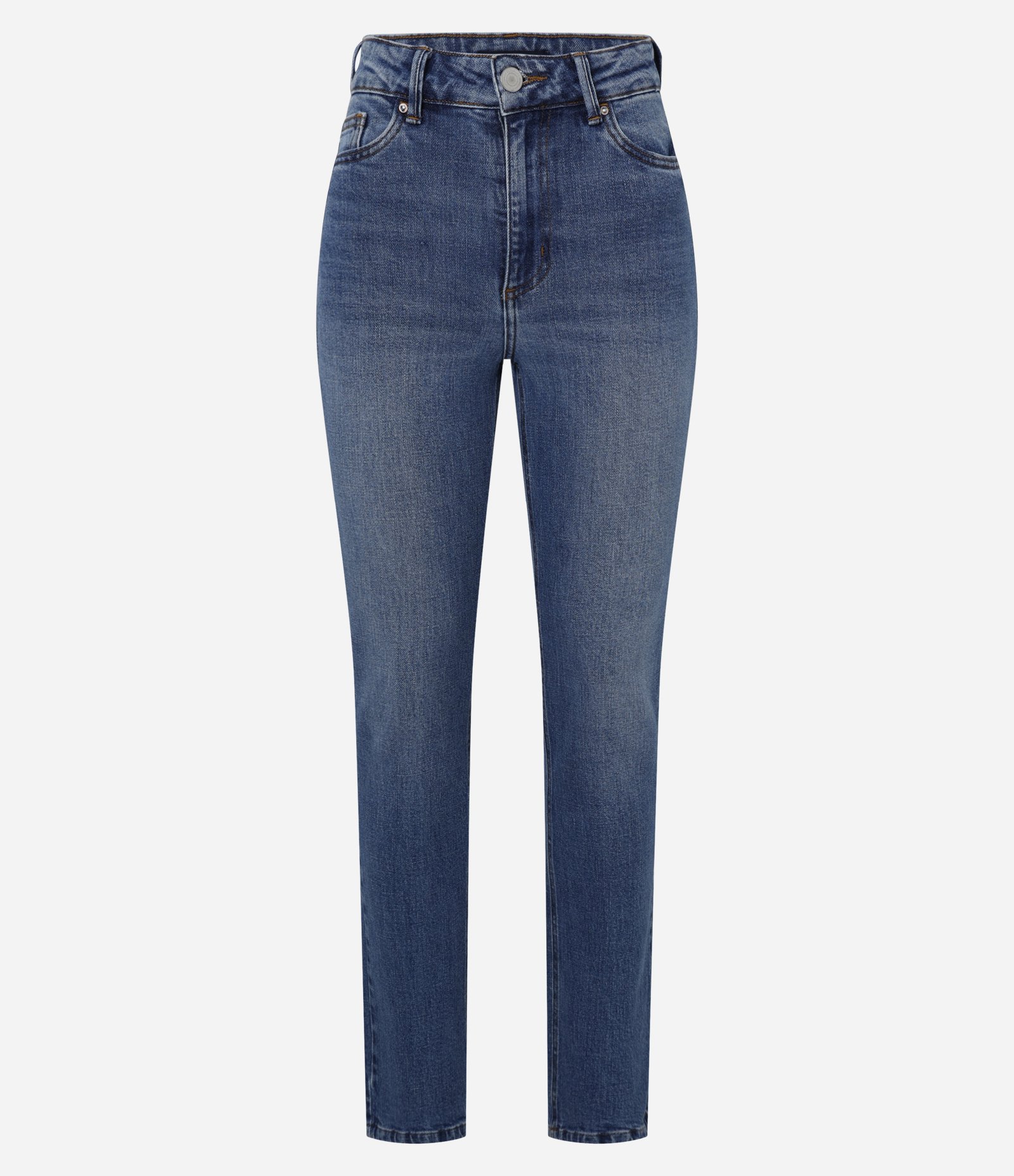 Calça Reta Jeans com Cintura Média e Bolsos Azul 5