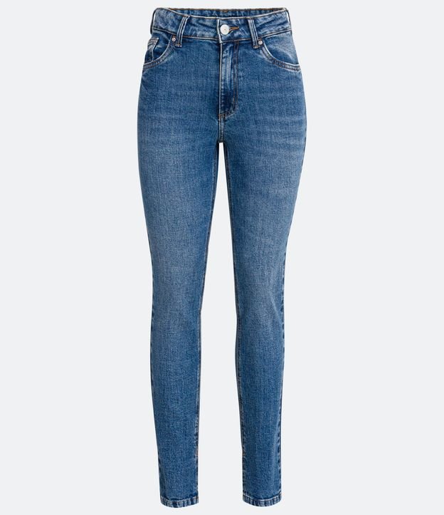 Calça Reta Jeans com Cintura Média e Bolsos Azul 5