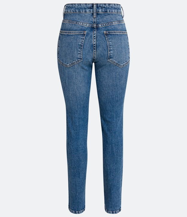 Calça Reta Jeans com Cintura Média e Bolsos Azul 6
