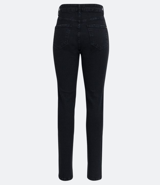 Pantalón Recto Jeans con Cintura Mediana Negro 7