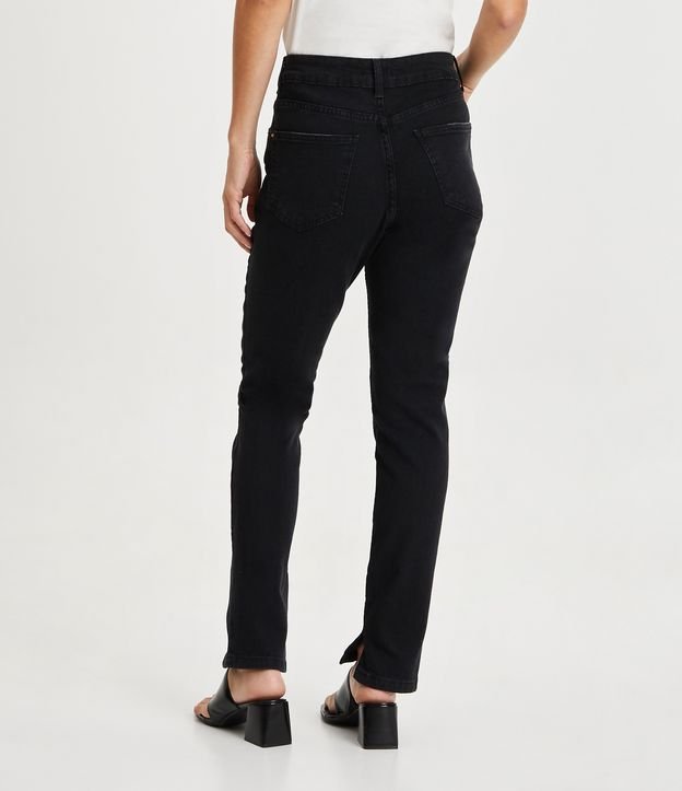 Calça Reta Jeans com Cintura Média Preto 3