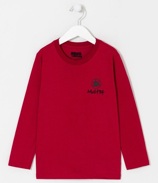 Camiseta Infantil com Estampa Frente e Costas Sasuke - Tam 5 a 14 anos