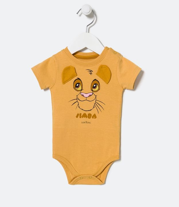 Body Infantil con Estampado del Simba con Orejitas - Talle 0 a 18 meses Amarillo 1