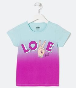 Blusa Infantil Dip Dye com Estampa Love - Tam 5 a 14 anos
