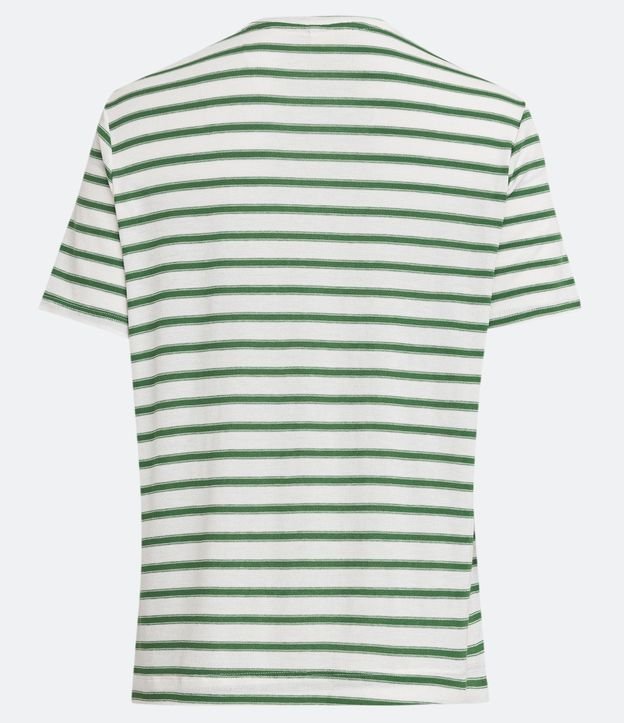 Blusa en Viscosa con Estampado de Rayas y Bordado Verde 6