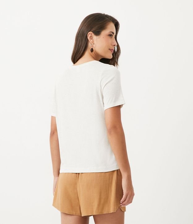 Blusa T-shirt con Bordado de Follaje Off White 3