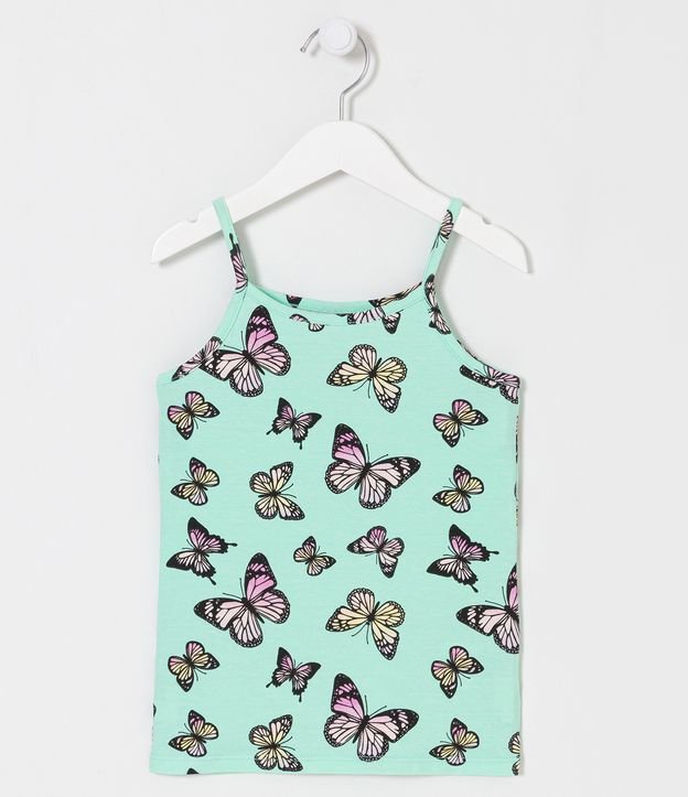 Blusa Regata Infantil com Estampa de Borboletas - Tam 5 a 14 anos
