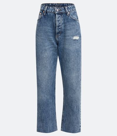 Calca Reta Cropped Jeans com Barra a Fio Menor preço em Calca Reta Cropped Jeans com Barra a Fio