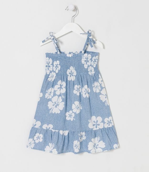 Vestido Infantil com Amarração nas Alças e Estampa Floral - Tam 1 a 5 Anos