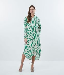 Vestido Midi Chemise em Viscose com Estampa Abstrata
