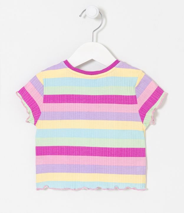 Blusa Infantil Acanalada con Rayas y Bordado de Unicornio - Talle 1 a 5 años Multicolores 2