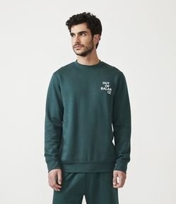 Blusão Fechado em Algodão com Estampa em Lettering