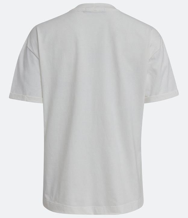 Blusa T-shirt en Algodón con Estampado Onça Strass Blanco 6