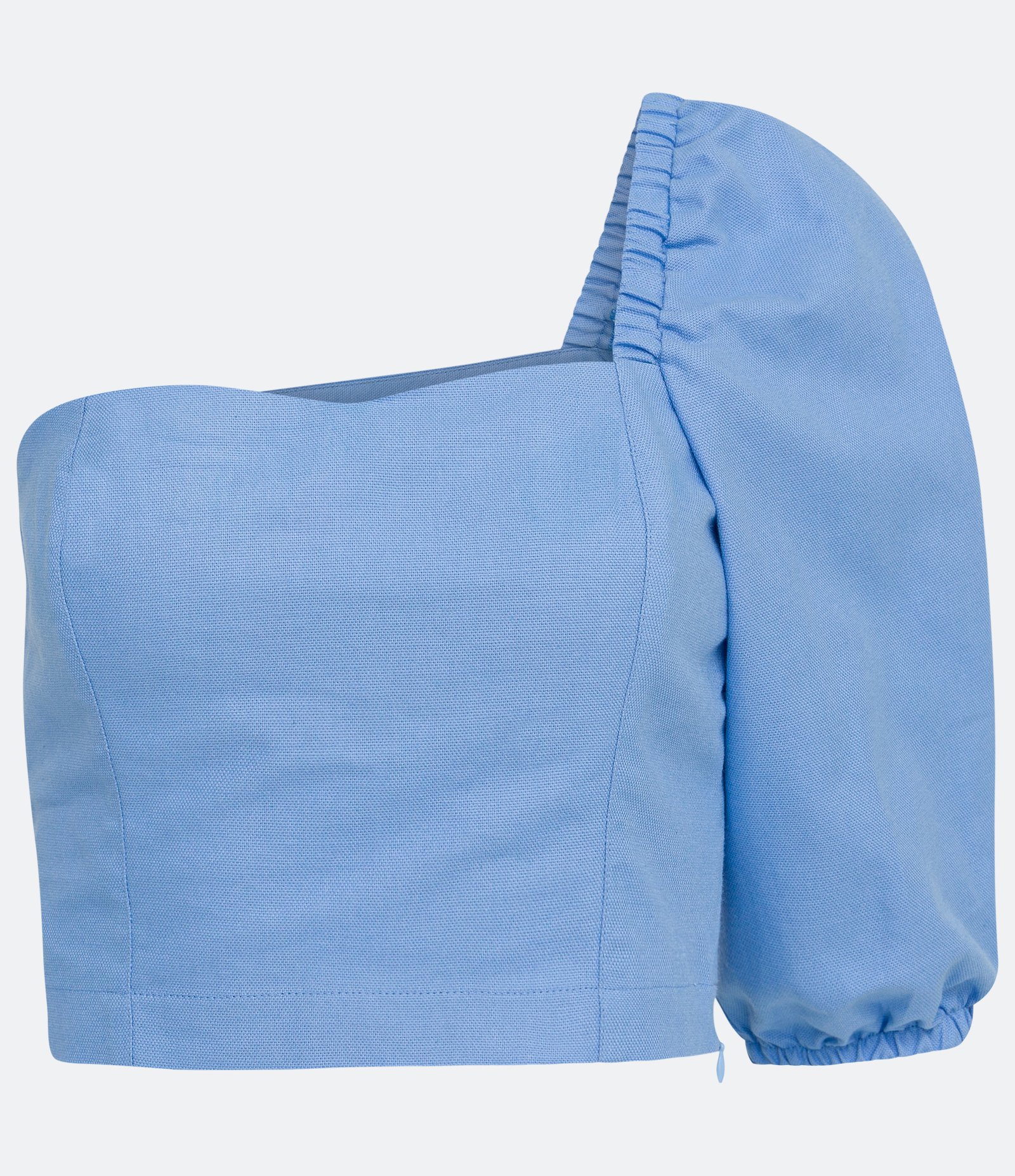 Blusa Cropped Ombro Só em Algodão Azul 6