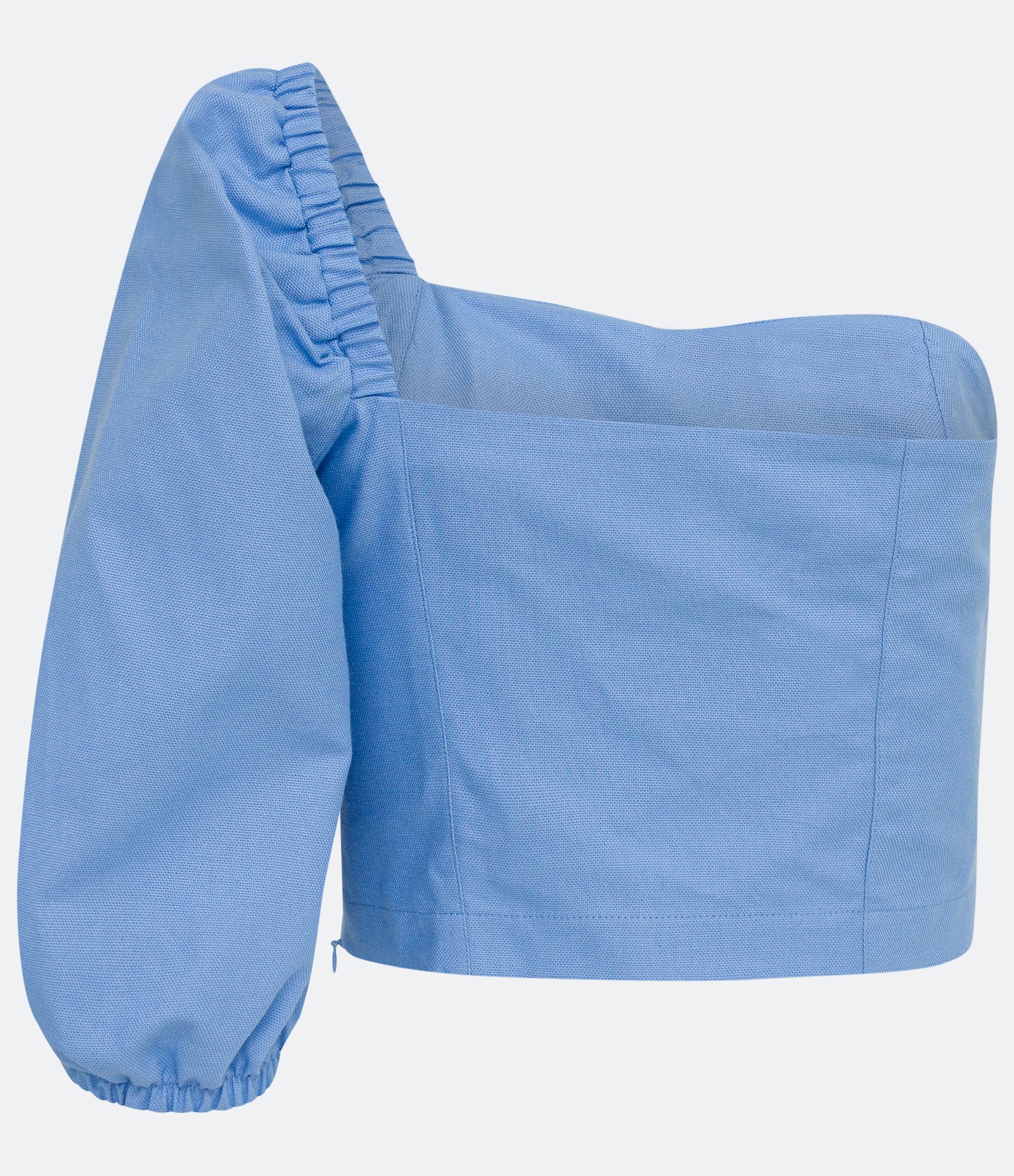 Blusa Cropped Ombro Só em Algodão Azul 7