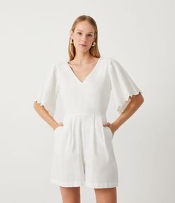 Macaquinho em Algodão com Detalhes Bordados