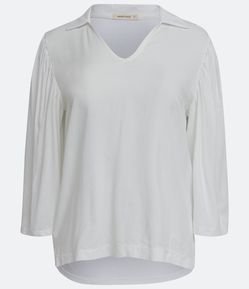 Blusa Bata Alongada em Viscose com Manga Bufante