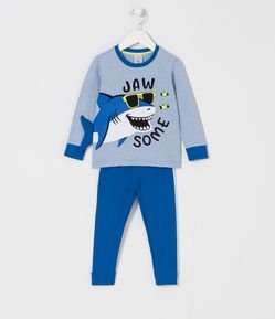 Pijama Largo Infantil con Estampado Interactiva de Tiburón - Talle 2 a 4 años