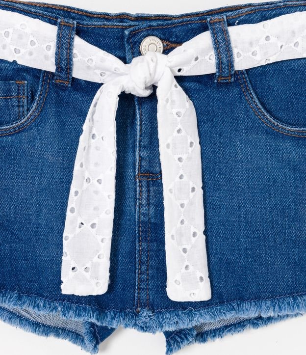 Short Pollera Infantil de Jean con Cinturón de Broderie - Talle 1 a 5 años Azul 3