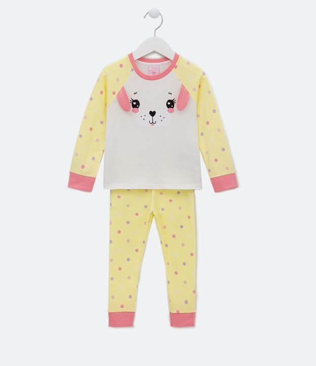 Pijama Largo Infantil con Estampado de Perro - Talle 1 a 4 años Amarillo 1