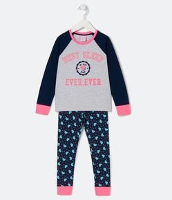 Pijama Largo Infantil con Estampado de Corazones - Talle 5 a 14 años